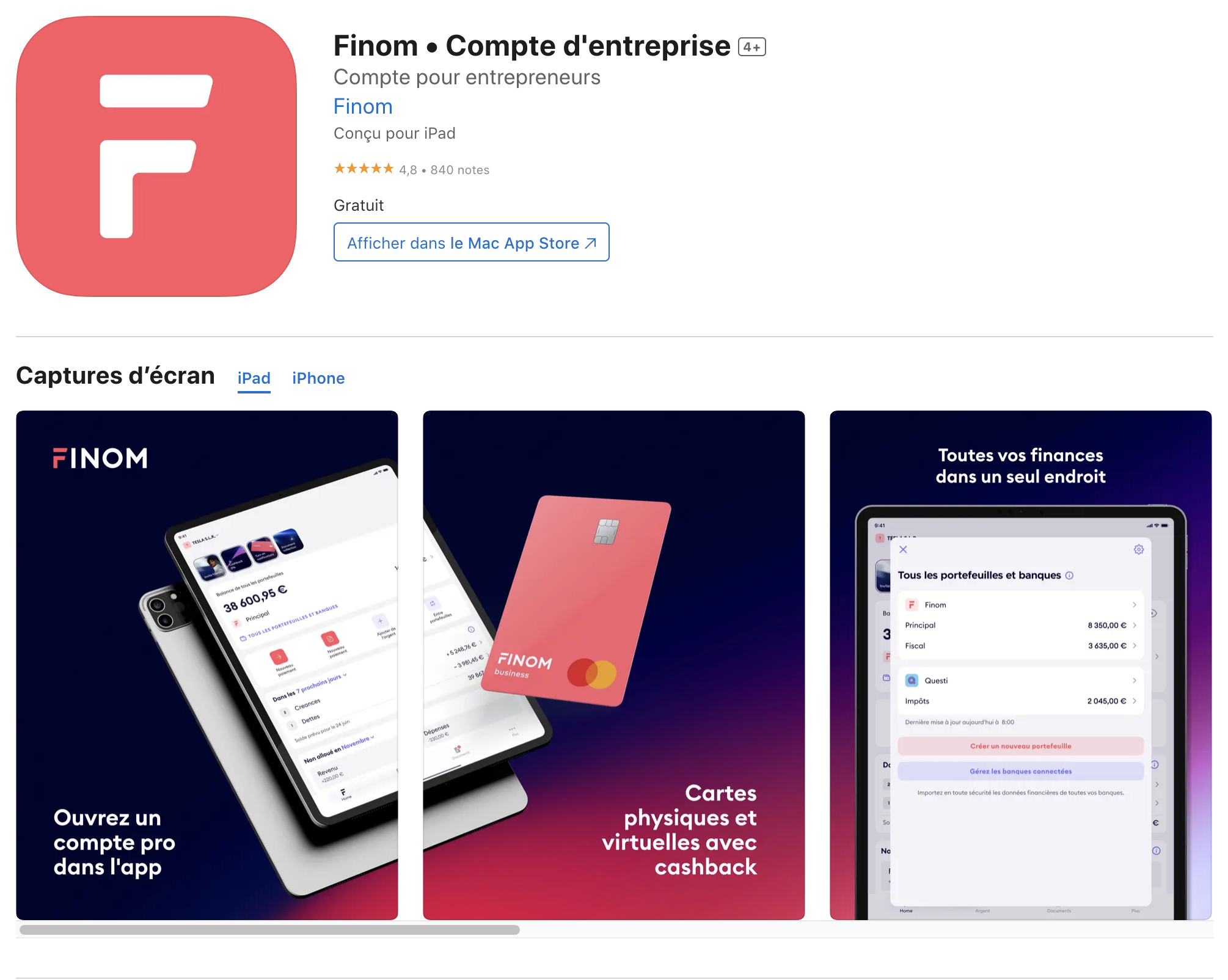 Application Finom via IOS