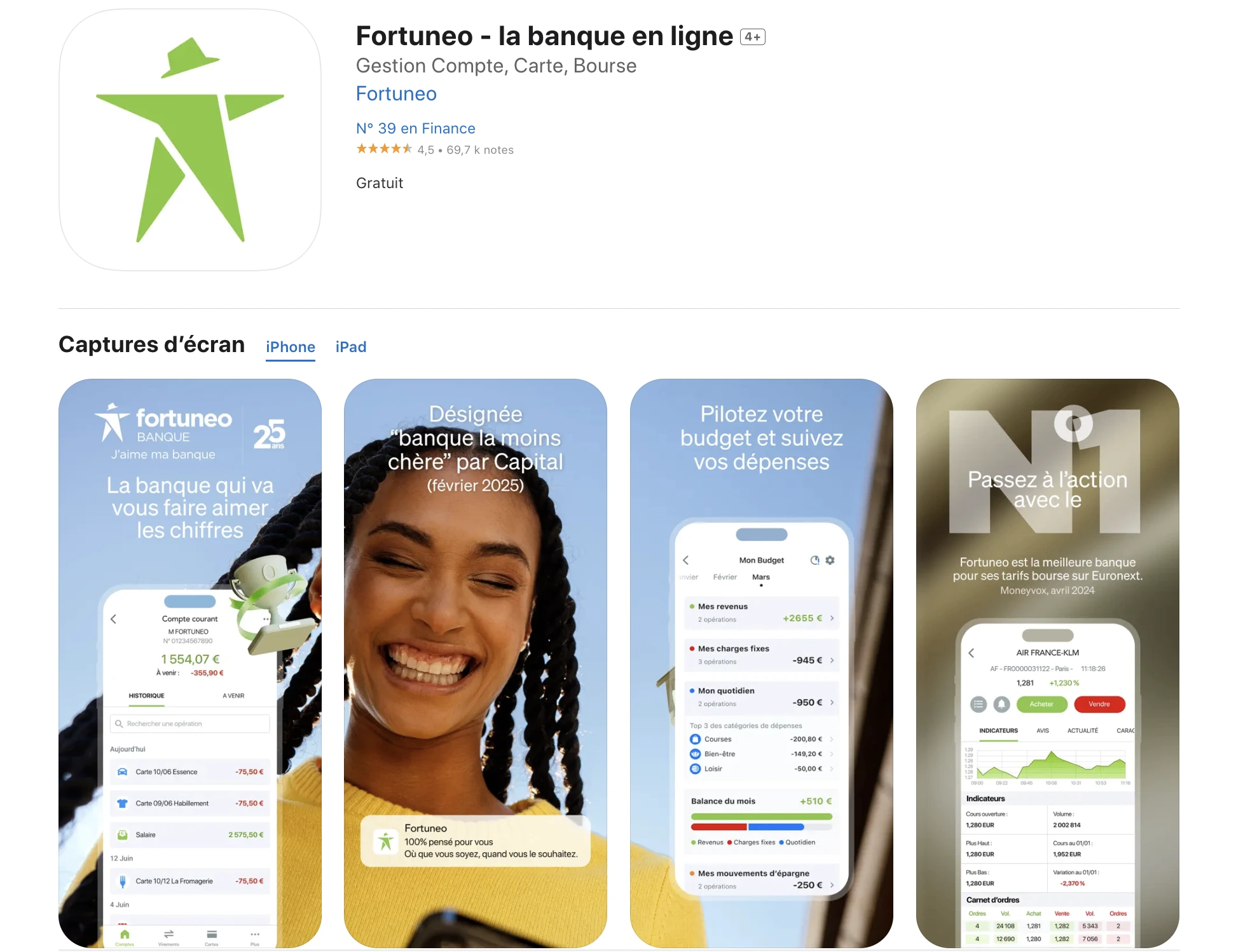 Application mobile Fortuneo